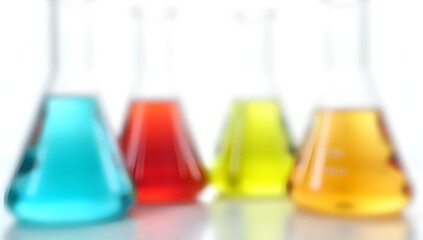 Pristine Precision: Colorful Chemicals in Glass Flasks