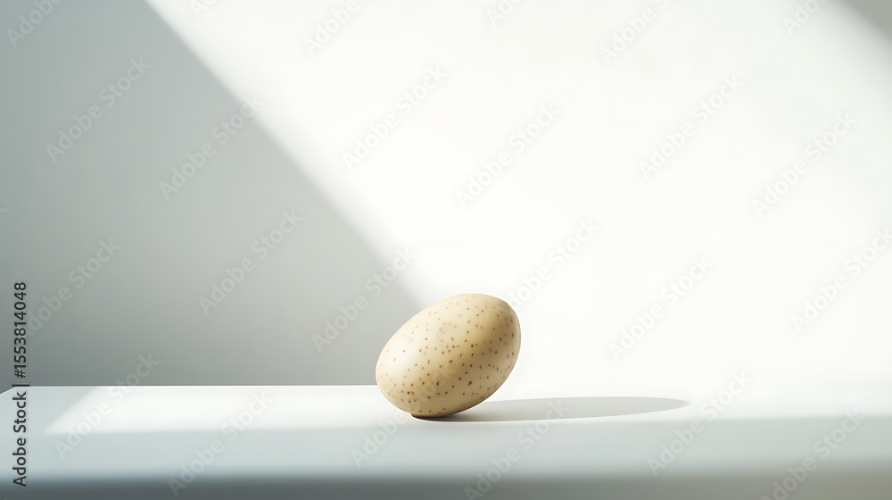 Aufkleber single potato on a minimalist backdrop, bathed in soft light. a simple composition highlighting natu