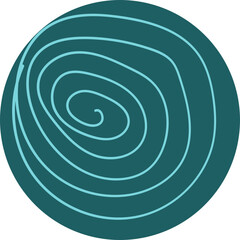 Circle containing hand-drawn looping, swirling, and curly lines layered in an organic flow.