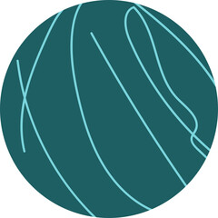 Round design with hand-made lines drawn in a messy and irregular manner across the shape.