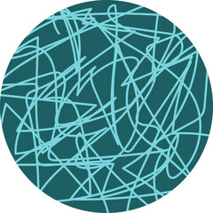 Circle filled with hand-drawn messy and scribbled lines forming an irregular pattern.