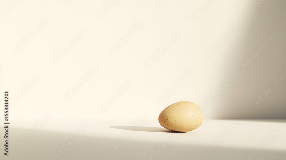 Aufkleber single potato illuminated against a neutral backdrop, showcasing its natural texture and form in a m