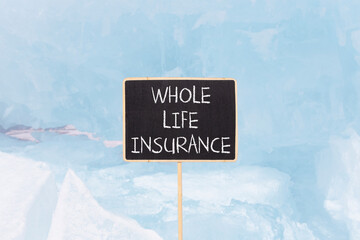 Whole life insurance symbol. Concept words Whole life insurance on beautiful black yellow...