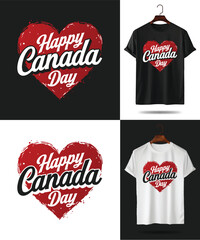  happy canada day bold typography design for t-shirt with festive patriotic canadian theme
