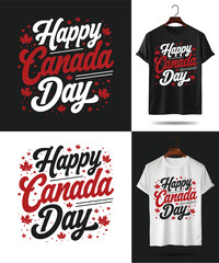  happy canada day bold typography design for t-shirt with festive patriotic canadian theme