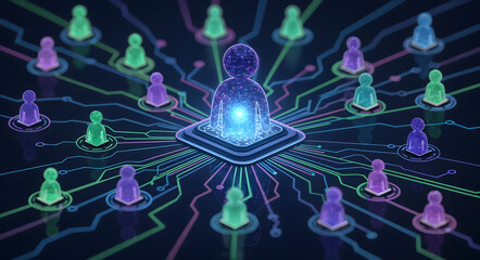 Artificial Intelligence leading a network of digital agents and users