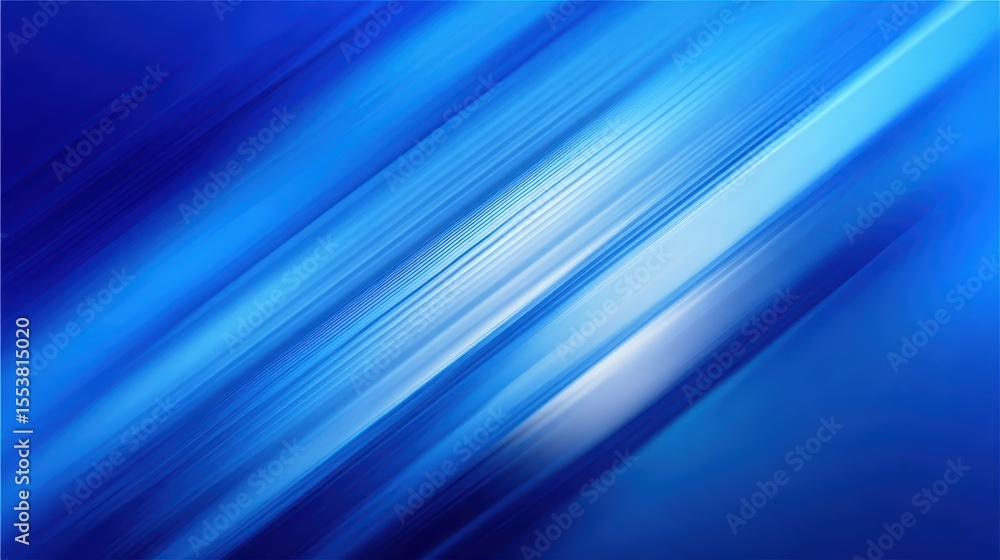 Poster intersecting diagonal blue stripes generating dynamic geometric pattern, offering contemporary graph