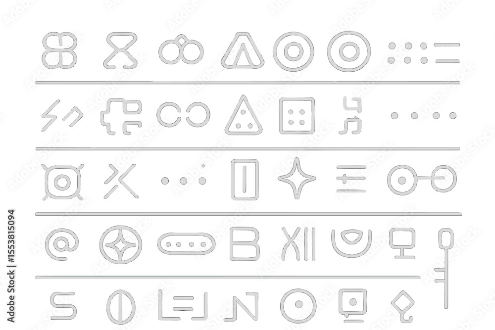 Poster screen displaying the code of alternative fiction, sci-fi alien computer symbols, language, or quant