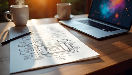 Obraz premium Crafting Interfaces: The Journey from Sketch to Screen