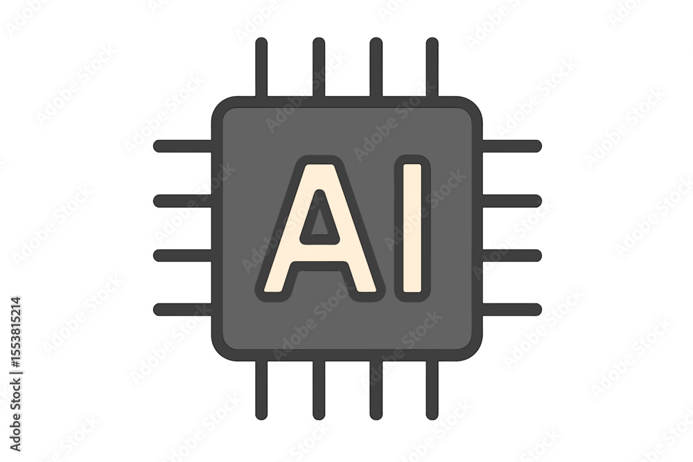 Poster mini ai cpu icon, ai processor chip icon