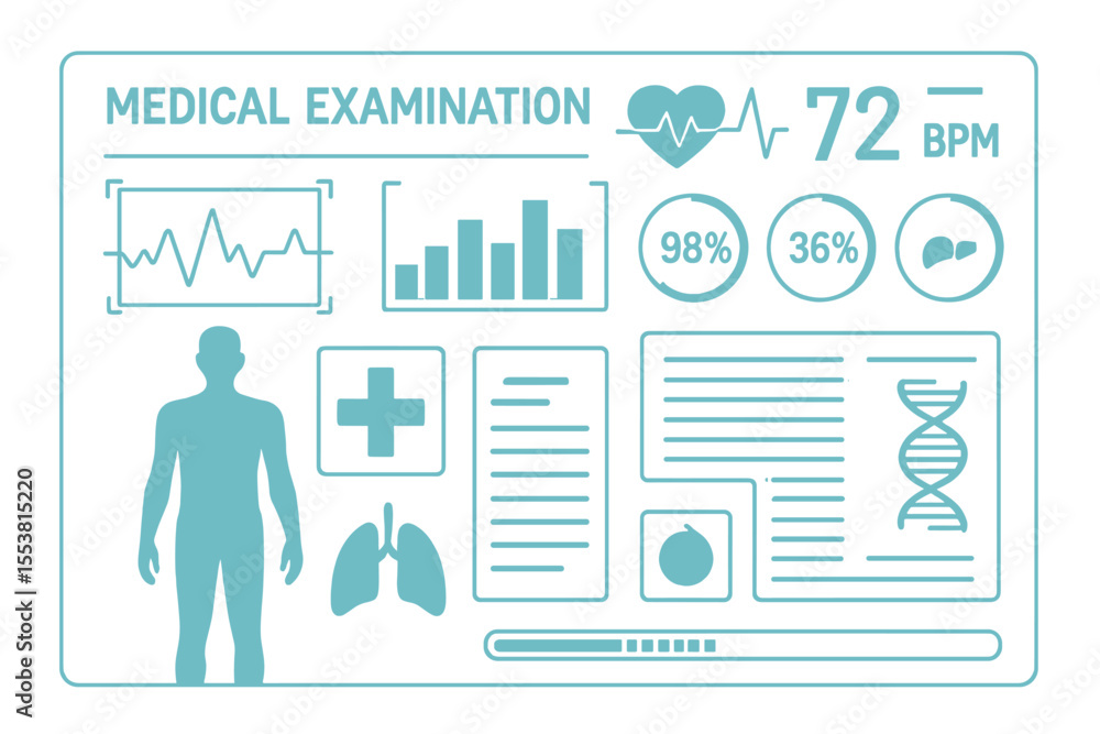 Poster the hud element ui medical examination features a display set of virtual interface elements in a mod