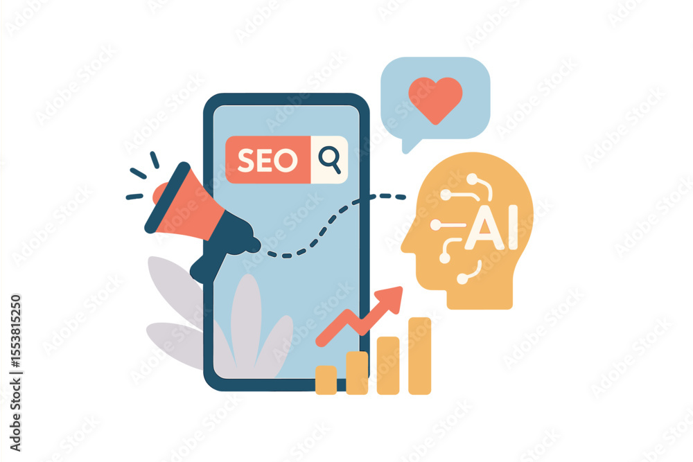 Poster the concept of a mobile intelligent interface is combined with automated seo advertisement, along wi