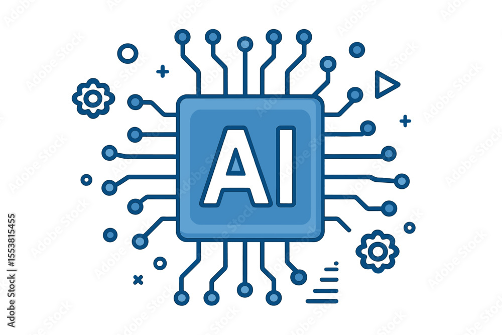 Poster vector illustration technology background with cyber chip and letters ai’ can be rephrased as ‘cyber
