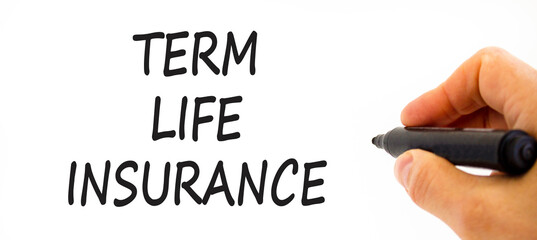 Term life insurance symbol. Concept words Term life insurance on beautiful white paper. Beautiful...