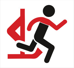 Fire Emergency Exit Sign Building Safety Evacuation Route Vector.

