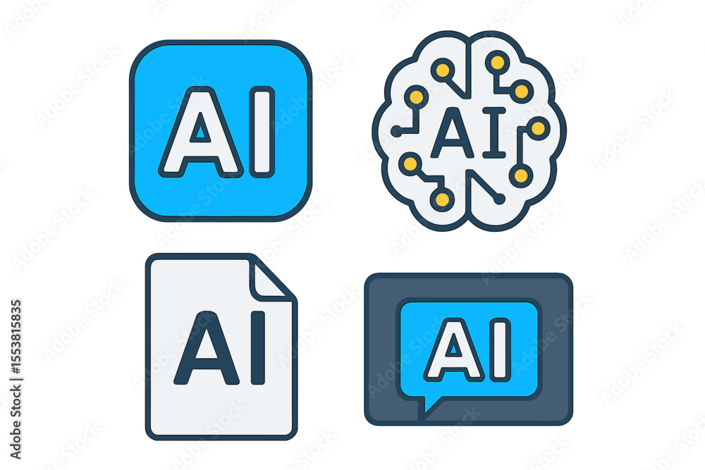 Poster a set of vector icons for is generated, along with a symbol for a button
