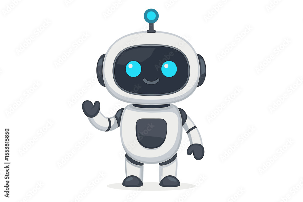 Aufkleber a realistic icon of a robot chatbot is presented in a vector illustration, isolated on a white backg