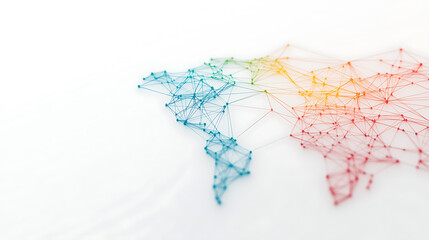 Connected World: A vibrant, networked map visualization showcasing global interconnectedness through colorful nodes and lines on a clean, white background.