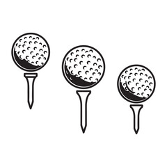 Three Golf Balls Sitting on Tees Ready to be Hit Down the Fairway on a Sunny Day on the Course