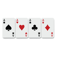 Aces of all Suits Posing Together for a Winning Hand in Poker