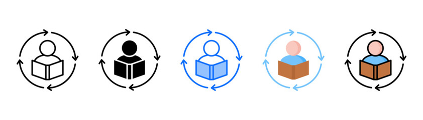 Continuous Learning icon set with multiple style collection