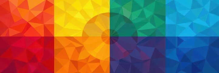 Obraz premium Four CMYK color boxes intersect forming a cross shape , illustration, texture, rectangle