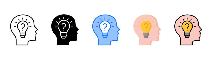 Curiosity icon set with multiple style collection