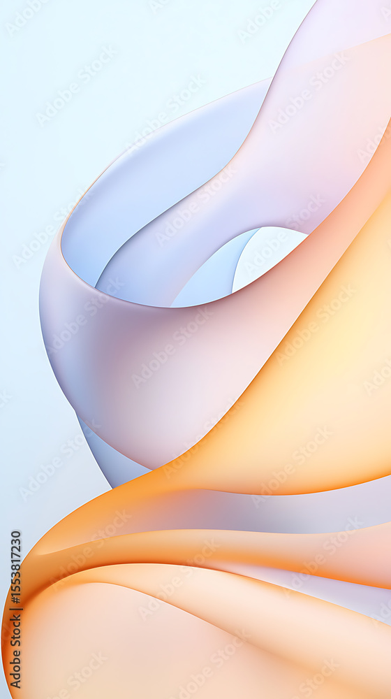Poster abstract flowing shapes in a palette of soft oranges and blues create a calming and modern design, p