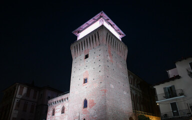 Medieval Tower at night in Settimo Torinese