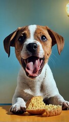 Happy Dog Enjoying a Waffle
