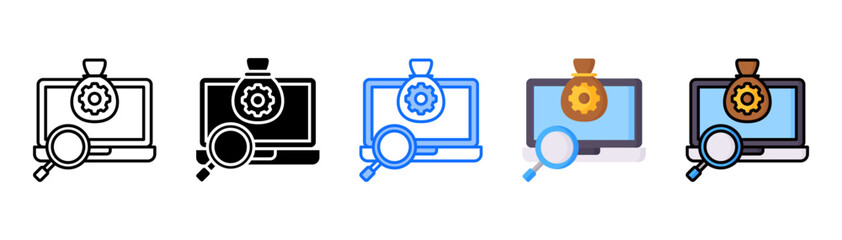 Search icon set with multiple style collection