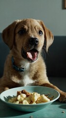 Happy Dog Enjoying a Waffle