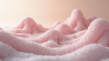 Fototapeta premium Soft abstract foam structures forming a gentle mountain-like landscape on a silk fabric horizon