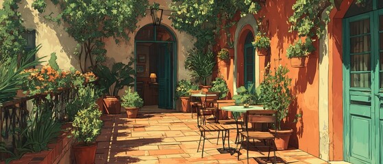 Sunny Patio Cafe Courtyard.