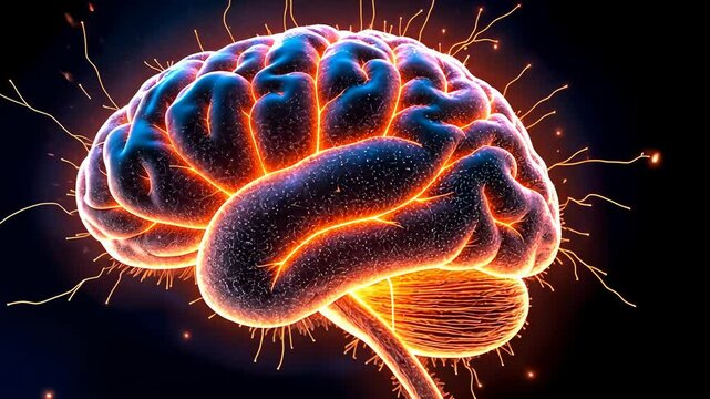 Memory brain, cognitive function, neural activity. Brain health. Neurons fire during meditation. Synapses strengthen with learning. Cognitive decline affects memory recall.
