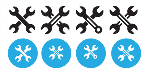 Wrench tools in black and blue isolated on white background