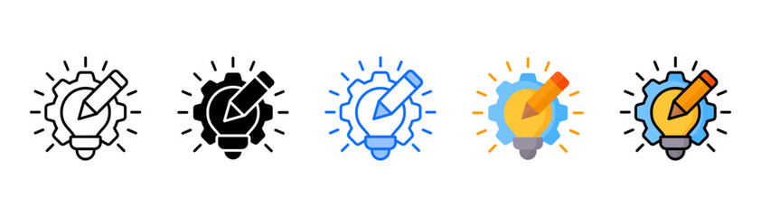 Ideation icon set with multiple style collection