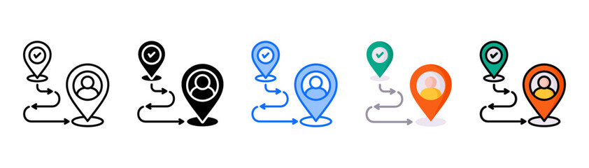 Customer Journey icon set with multiple style collection