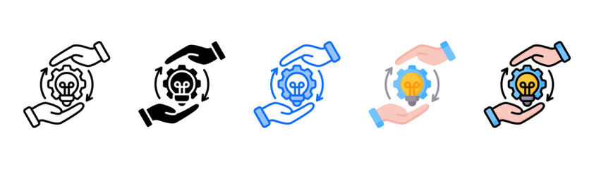 Development icon set with multiple style collection