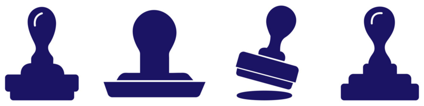 Rubber stamp icon vector design templates for documentation on white background. Rubber stamp logo in different style. Rubber stamp icon for office paperwork. Paperwork stamp
