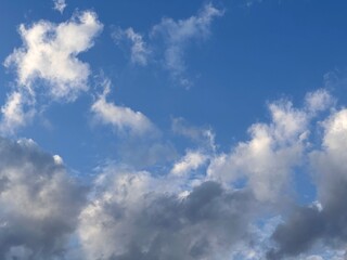A beautiful expanse of the sky, featuring soft, fluffy clouds scattered against a vibrant blue...