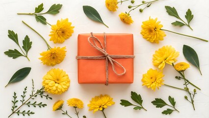 bouquet of yellow flowers in a basket
