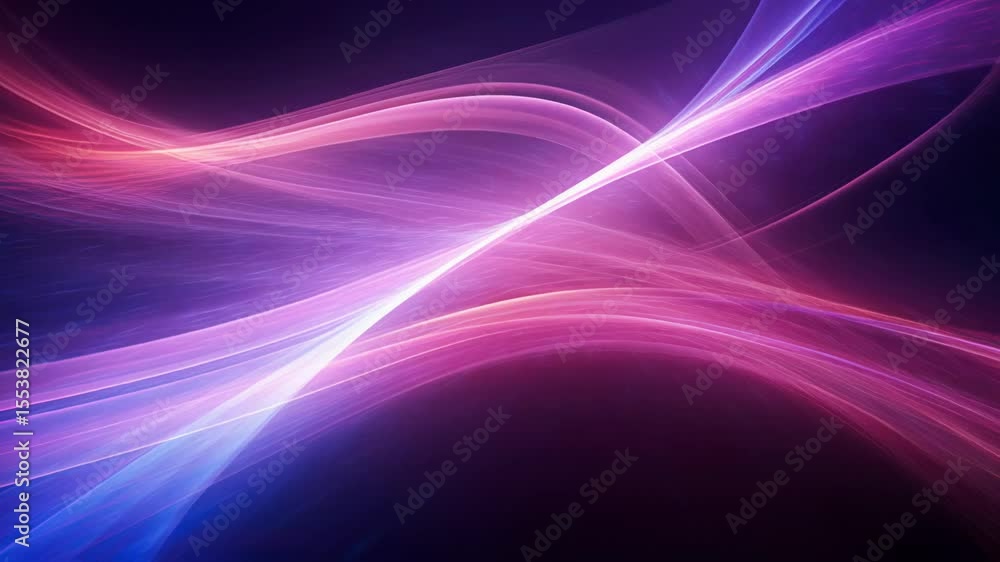 Poster digital purple particles wave and light abstract background with shining particles