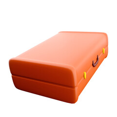 A bright orange suitcase with a handle, designed for travel and storage.