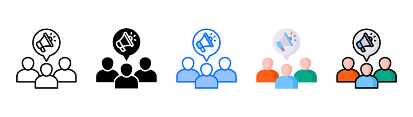 Advocacy icon set with multiple style collection