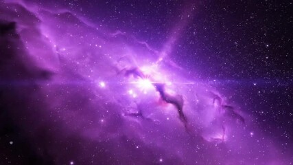 Deep space animation of a purple nebula with a bright galactic core. A beautiful and awe-inspiring view of the cosmos, with stars and glowing gas clouds. Perfect for science and sci-fi.

 - Powered by Adobe