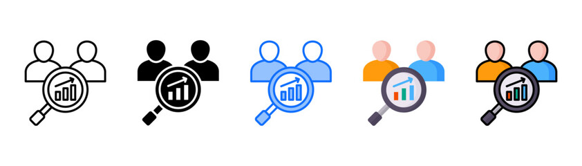 Benchmark icon set with multiple style collection