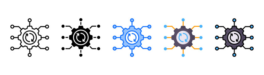 Automation icon set with multiple style collection