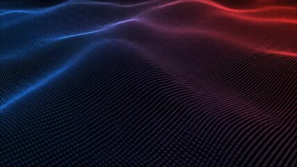 Abstract digital grid with red and blue light waves. Futuristic technology background showing a flowing data surface or virtual landscape. Seamlessly looping sci-fi animation.

 - Powered by Adobe