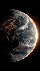 Breathtaking View of Earth from Space: Explore the Blue Planet’s Nighttime Serenity and Geographic Majesty in the Solar System